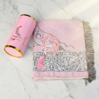 Tapis de prière musulman fait main à motifs floraux, chapelet, élégante boîte cadeau ovale, Janamaz Sajadah, ensemble de cadeaux islamiques doux, tapis de prière, coffret cadeau