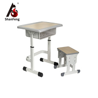 Ensemble bureau et chaise simple réglables en hauteur pour étudiant, en MDF, avec tabouret, pour salle de classe - Prix de gros
