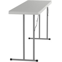 Table de conférence rectangulaire pliable portable en plastique HDPE blanc, design minimaliste moderne, pour extérieur, atelier, salon
