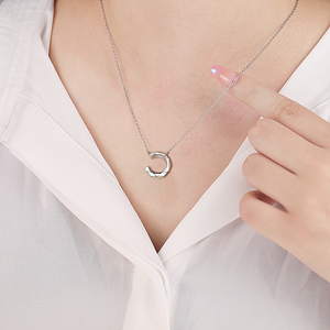 Original Manufacturer 925 Sterling Silver Rhodium Plated <b>Moon</b> <b>Necklace</b> Pendant Clavicle Chain Women Trendy Wedding Party Jewelry - Product Image 3