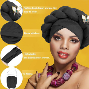 ผ้าโพกหัวแบบถักสไตล์ใหม่ ประดับลูกปัด สำหรับผู้หญิงชาวแอฟริกันชาวไนจีเรีย - Product Image 2