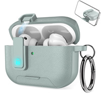 Casing Pelindung Kokoh Motif Leci dengan Pengunci Pengaman dan Gantungan Kunci untuk AirPods 4 5 Pro 2