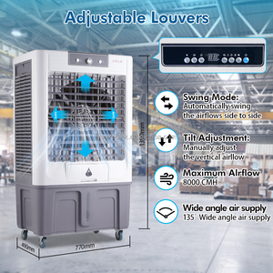 Ventilateur rafraîchisseur d'air industriel portable 8000 cmh pour extérieur, grand refroidisseur d'eau évaporatif mobile avec ventilateurs de refroidissement à alimentation CA - Product Image 2