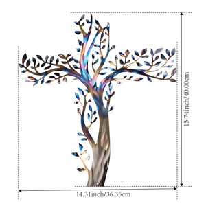 Décoration murale en fer forgé artisanale, style moderne minimaliste, croix chrétienne et <span class=keywords><strong>arbre</strong></span> <span class=keywords><strong>de</strong></span> <span class=keywords><strong>vie</strong></span>, pour dropshipping - Product Image 6