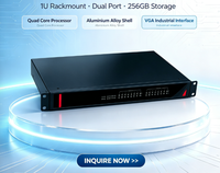 Ordinateur industriel embarqué 1U sans ventilateur, refroidissement par rack, J1900, 32 Go, boîtier en alliage d'aluminium, double port, compact, en stock