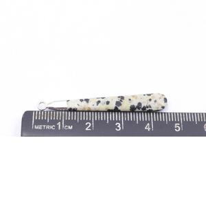 Colgante de Jaspe Dálmata de 48-50 mm, Forma de Gota Alargada, Plateado, con Piedra Preciosa Blanca y Negra, para Joyería, Piedra de Nacimiento de Marzo - Product Image 2
