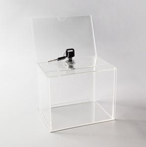 Benutzer definierte nicht zu öffnende klare Kinder Münze Geldscheine Geld <span class=keywords><strong>Safe</strong></span> Aufbewahrung sbox Bogen Acryl Tauf boxen - Product Image 3