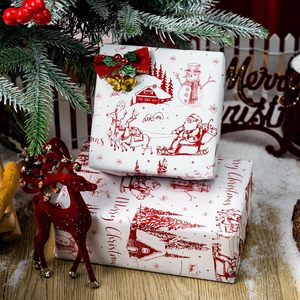 Vintage Christmas Wrapping <b>Paper</b> <b>Red</b> Classic Santa Deer Design 46.8 Square Feet Gift Craft Recyclable Double Side Roll - Product Image 4