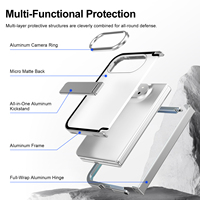 Étui de téléphone en métal aluminium avec béquille pour iPhone, protection de charnière double, couverture intégrale, antichoc, anti-traces de doigts, pliable