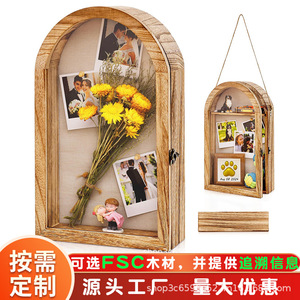 Caja de madera para fotos, caja de almacenamiento montada en la pared, madera maciza hecha a mano, forma irregular, soporte decorativo para recuerdos - Product Image 2