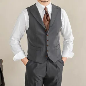 Luxury Fashion Single-breasted Buttoned New men's Squire Slim Vest Retro Leisure Vest Men's Business Casual Jacket Vest