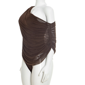 Viviblook C26BS029 Combinaison Femme Printemps-Été Nouvelle Collection Sexy en Maille Plissée à Épaules Dénudées Décontractée pour Femmes - Product Image 2