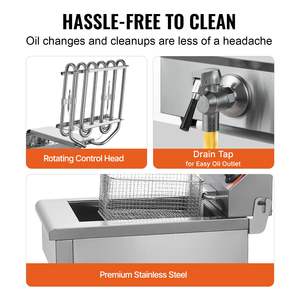 Friteuse électrique professionnelle de comptoir 3000W avec double cuve et paniers en acier inoxydable 2 x 11,6 Qt/11L pour hôtels - Product Image 4