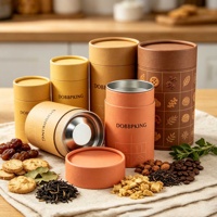 Tube en papier kraft gaufré de qualité alimentaire, boîte cylindrique pour emballage de thé, logo personnalisé, boîte hermétique pour matcha en vrac, conteneur
