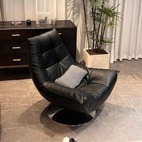 Pouf de style européen OEM d'usine, fauteuil de loisirs pliable en cuir PU avec repose-pieds, grand pouf pour salon