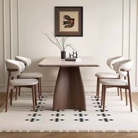 Ensemble de table à manger rectangulaire extensible en marbre, style nordique minimaliste, avec 6 chaises en bois massif pour usage domestique - Vente en gros