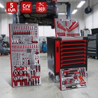 Juego de Herramientas Automotrices de 369 Piezas, Profesional, con 7 Cajones, Carro de Herramientas con Ruedas para Taller, Gabinete para Herramientas de Garaje