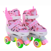Petits patins roses réglables à double rangée pour bébé fille, chaussures de patins en ligne à roulettes 4 pu pour enfant de 14 ans
