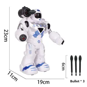 1-1 Anak Laki-laki Mainan Perang Pencahayaan Efek Suara Mekanik Listrik Polisi Berjalan Proyeksi Non Remote Kontrol Robot