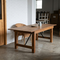 Table et chaises de salle à manger en pin de style farmhouse, vente en gros d'usine, table de mariage en bois massif, moderne et pliable