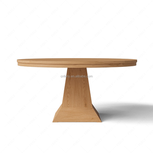 Ensemble de <span class=keywords><strong>table</strong></span> à manger ronde minimaliste FERLY pour 4 personnes, <span class=keywords><strong>table</strong></span> en bois naturel avec chaises en tissu doux, ensemble de salle à manger moderne pour villa et maison - Product Image 6