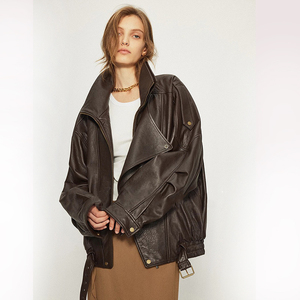 2024 nuevas llegadas al aire libre impermeable de alta calidad chaqueta de cuero genuino de <span class=keywords><strong>aviador</strong></span> para <span class=keywords><strong>mujer</strong></span> - Product Image 1