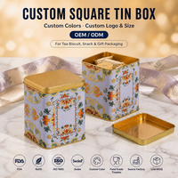 Scatola di Latta Quadrata Personalizzata con Design Floreale Vintage Lilla per Tè, Biscotti, Snack, Confezione Regalo, Logo Personalizzato OEM ODM