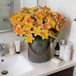 Bouquet de narcisses artificiels en soie, fleurs pour décoration de mariage, arrangement de vase pour la maison, respectueux de l'environnement, fabriqué en Chine - Product Image 4