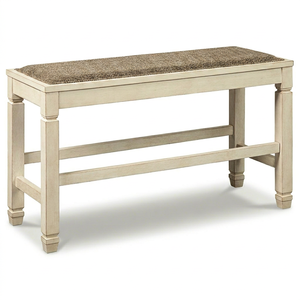 Banco de Madera Maciza de Estilo Rústico Tradicional Pindel Handicraft con Asiento Tejido Marrón para Muebles de Hotel y Comedor - Product Image 1