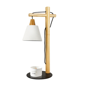 Chauffe-cire aromatique en céramique blanche avec poignée en bois de <span class=keywords><strong>santal</strong></span> C&S, diffuseur de parfum, veilleuse, lampe d'ambiance, lampe de table - Product Image 3