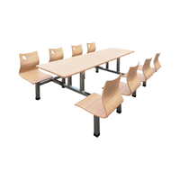 Ensemble de chaises de table à manger de restaurant contreplaqué robuste cadre en fer 8 places à usage commercial contemporain durable