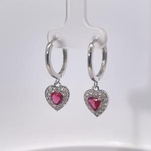 ต่างหูจี้รูปหัวใจสีแดง ชุบทองเหลือง ประดับเพชรคิวบิกเซอร์โคเนียทรงหัวใจ ดีไซน์คลาสสิก ทันสมัย หรูหราเบาๆ สำหรับผู้หญิง - Product Image 3