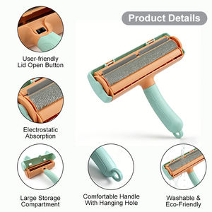 Bouton en plastique Portable Pet Hair Remover Roller Brosse de toilettage Caractéristiques durables <span class=keywords><strong>Produit</strong></span> d'outil de suppression amélioré - Product Image 2