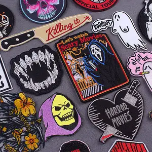 Diy Horror Badges Op Rugzak Punk Ijzer Op Geborduurde Patches Voor Kleding Groothandel Hoge Kwaliteit Patches