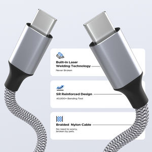 Le câble <span class=keywords><strong>de</strong></span> charge rapide en nylon tressé le plus vendu PD60W avec deux bornes <span class=keywords><strong>de</strong></span> type C prend en charge la personnalisation - Product Image 3