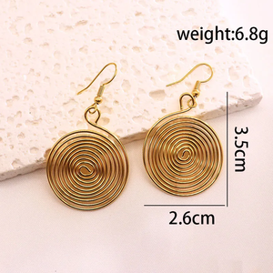 Pendientes colgantes de acero inoxidable 304 con diseño geométrico y gemas chapadas, estilo casual y elegante para mujer, accesorio de moda, 1 par - Product Image 6