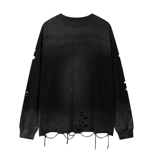 เสื้อยืดพูลโอเวอร์ทรงโอเวอร์ไซส์สไตล์ฮิปฮอป TKAN652D แบบลำลอง สตรีทแวร์ วินเทจ ล้างสีแบบแอซิด ทำสีซีด ผ้าคอตตอนหนา - Product Image 2