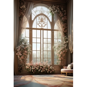 Fotografía telón de fondo Vintage ventana interior flores rosas boda fiesta embarazada retrato decoración Fondo foto <span class=keywords><strong>estudio</strong></span> - Product Image 3