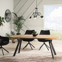 Nouvelle arrivée 2026 - Table à manger ronde extensible en bois avec pieds en métal pour salle à manger