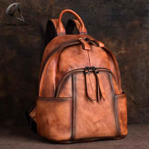 Sac à dos pour femmes en cuir de vache véritable fait main Andong, rétro, solide, avec fermeture éclair, poignée souple, sac de loisirs, grande capacité, sacs de voyage - Product Image 1