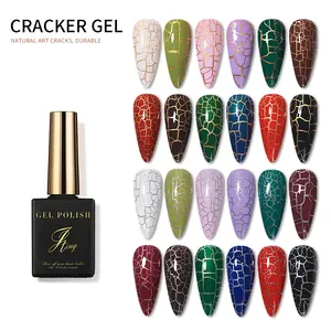 Fashion thick coating crack effect cracker crackle gel smalto per unghie con nastro base bianco e effetto primer dorato