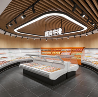 Vitrine réfrigérée à double température avec verre incurvé -1~6 ° C / 60~65 ° Vitrine panoramique en verre pour la présentation d'aliments chauds et froids