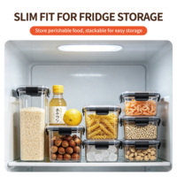 Contenants de stockage alimentaire en plastique transparent carrés, hermétiques, pour céréales, farine, noix, avec couvercles sécurisés