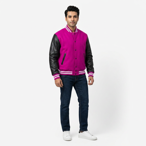 2025 ODM OEM High Quality Custom College <b>Baseball</b> Letterman <b>Jacket</b> <b>Men</b> Logo Embroidery Waterproof Stand Collar Casual Wear - Product Image 1