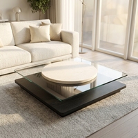Table basse carrée élégante, design nordique épuré en MDF noir de qualité supérieure, pièce unique, pour l'intérieur du salon