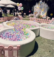 Piscine à balles souple personnalisée en forme de Mickey, piscine à balles sensorielle en mousse blanche beige pour la location et l'engagement pour les fêtes et événements des tout-petits et des enfants