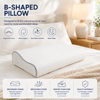 Bantal Leher Cradle Curve dengan Sarung Pendingin, Inti Busa Memori Slow Rebound, Penyangga Tidur Ergonomis Bentuk B untuk Penggunaan di Kamar Tidur