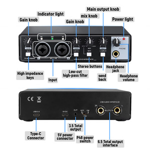 <span class=keywords><strong>Carte</strong></span> <span class=keywords><strong>Son</strong></span> Externe USB Professionnelle <span class=keywords><strong>pour</strong></span> Enregistrement, Doublage en Direct, Chant, <span class=keywords><strong>Guitare</strong></span>, Livres Audio - Product Image 4