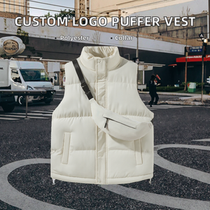 Chaleco Acolchado Corto con Logotipo Personalizado, Tallas Grandes, Relleno de Poliéster, Estilo Urbano, con Bolsillo Tipo Bandolera, Cuello Alto y Sin Mangas - Product Image 2