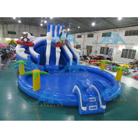 Parc aquatique gonflable mobile commercial Dolphin avec toboggan et piscine